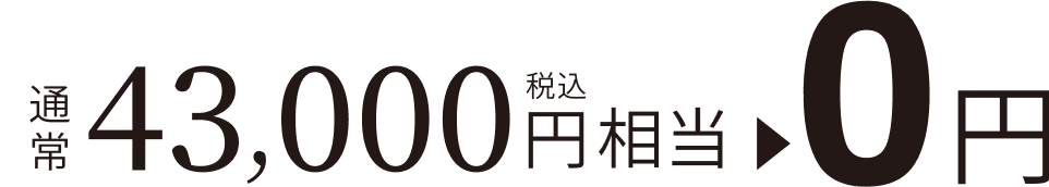 通常43,000円(税込)相当が0円