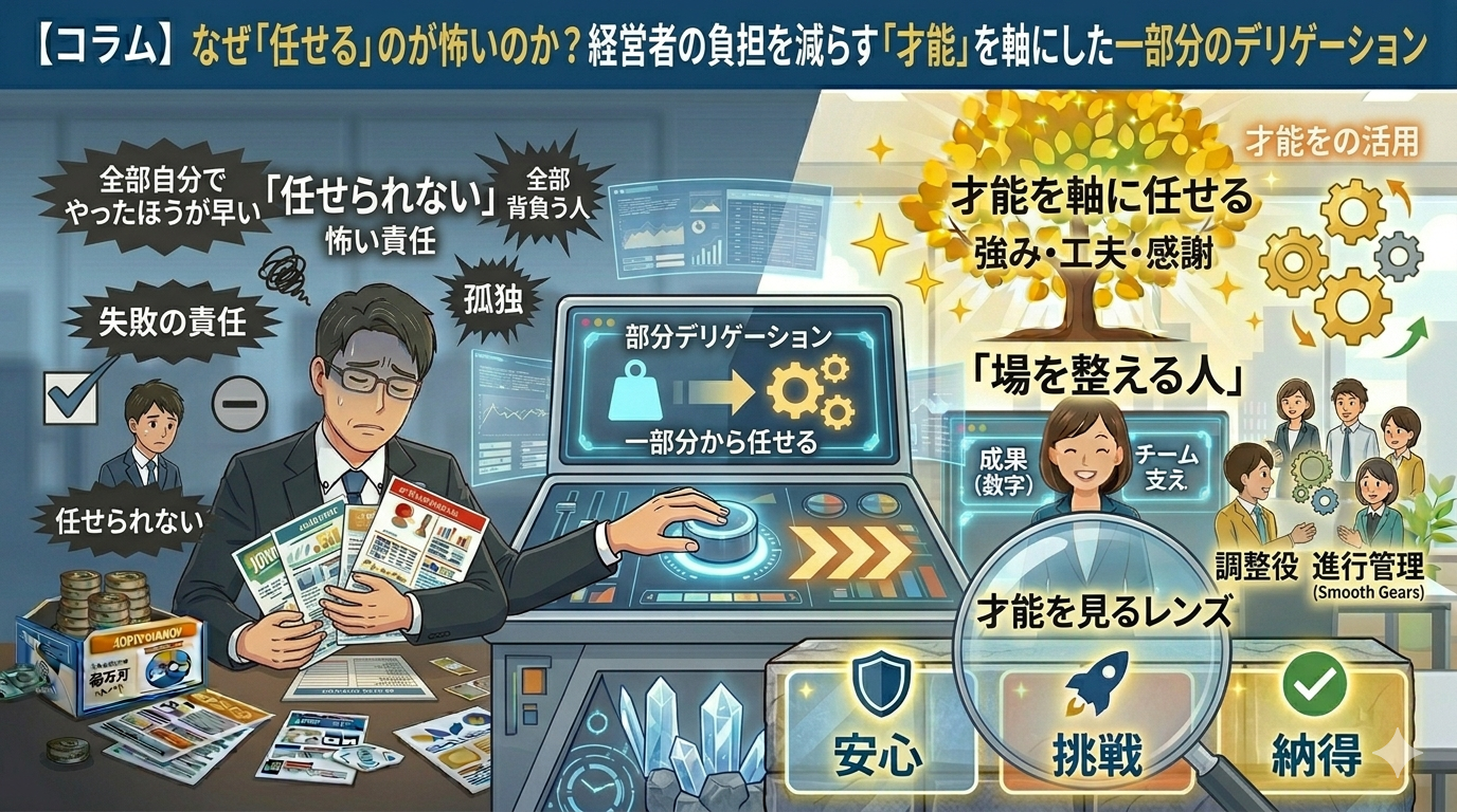 【なぜ「任せる」のが怖いのか？経営者の負担を減らす「才能」を軸にした一部分のデリゲーション】