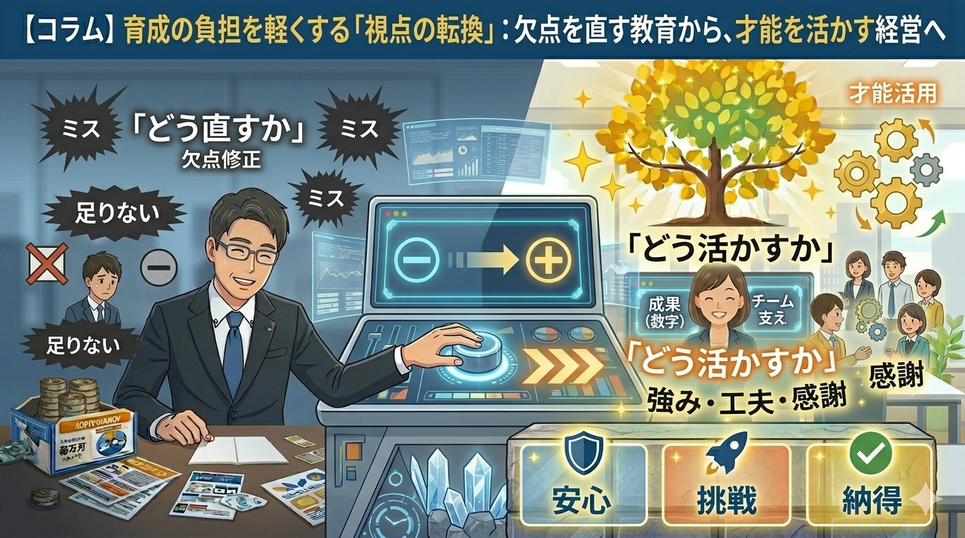 【育成の負担を劇的に軽くする「視点の転換」：欠点を直す教育から、才能を活かす経営へ】